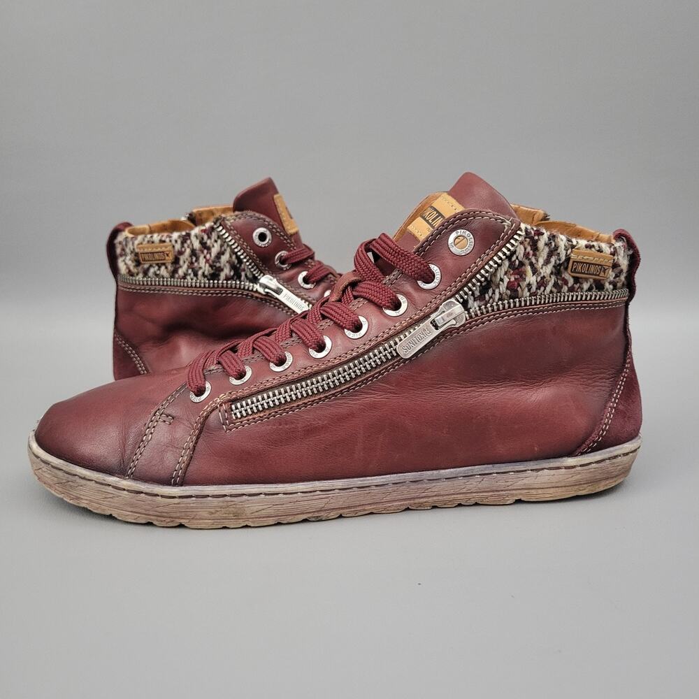 Pikolinos Lagos Sporty Zip Ankle Boots EUR 41 Womens Size 10.5-11 Red Leather